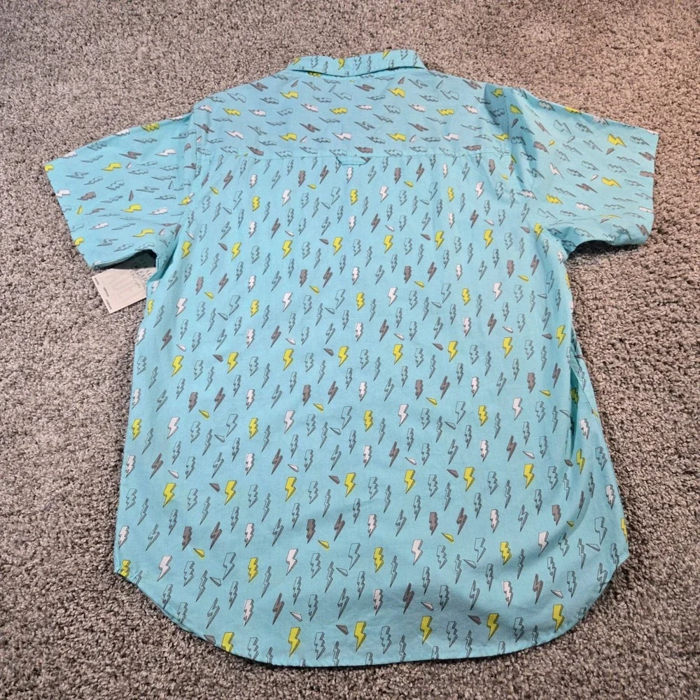 Straight Faded Lightning Bolt Print Button Down Shirt - Men's M - NWT‎